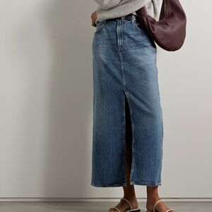 Agolde Denim Maxi Skirt with Front Slit - Blue